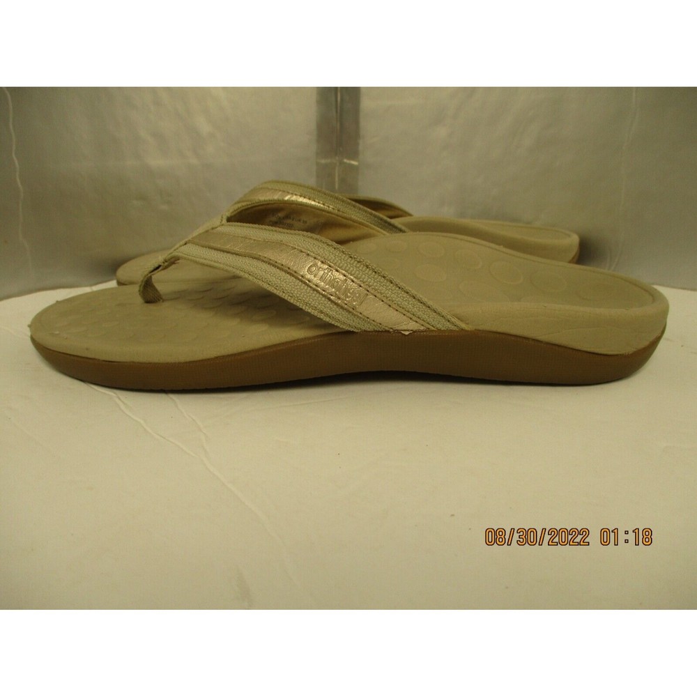 Orthaheel TIDE Beige/Gold Flop Flip Arch Support  Sandals Women's Size 8